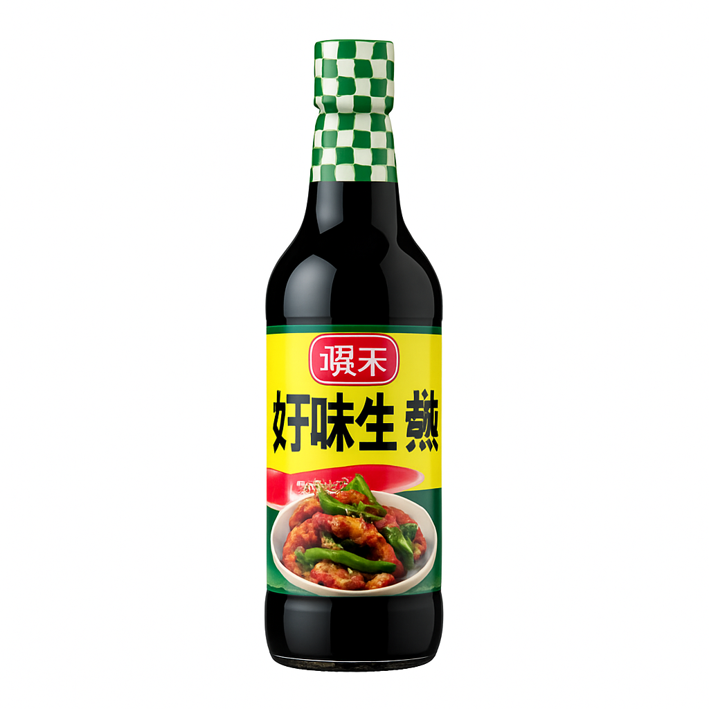 Mei Wei: Molho de Soja Premium Fresco（厨邦鲜味生抽）- Chubang 500ml - Embalagem em Fundo Branco