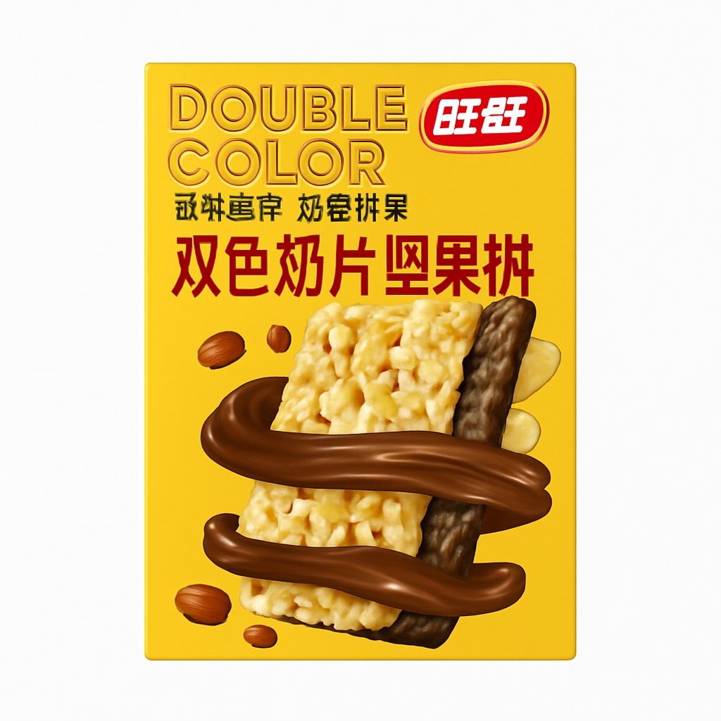 Mei Wei: Biscoito de Castanha de Caju Dupla Cor（双色切片坚果饼干）- Shuangwang 328g - Embalagem em Fundo Branco