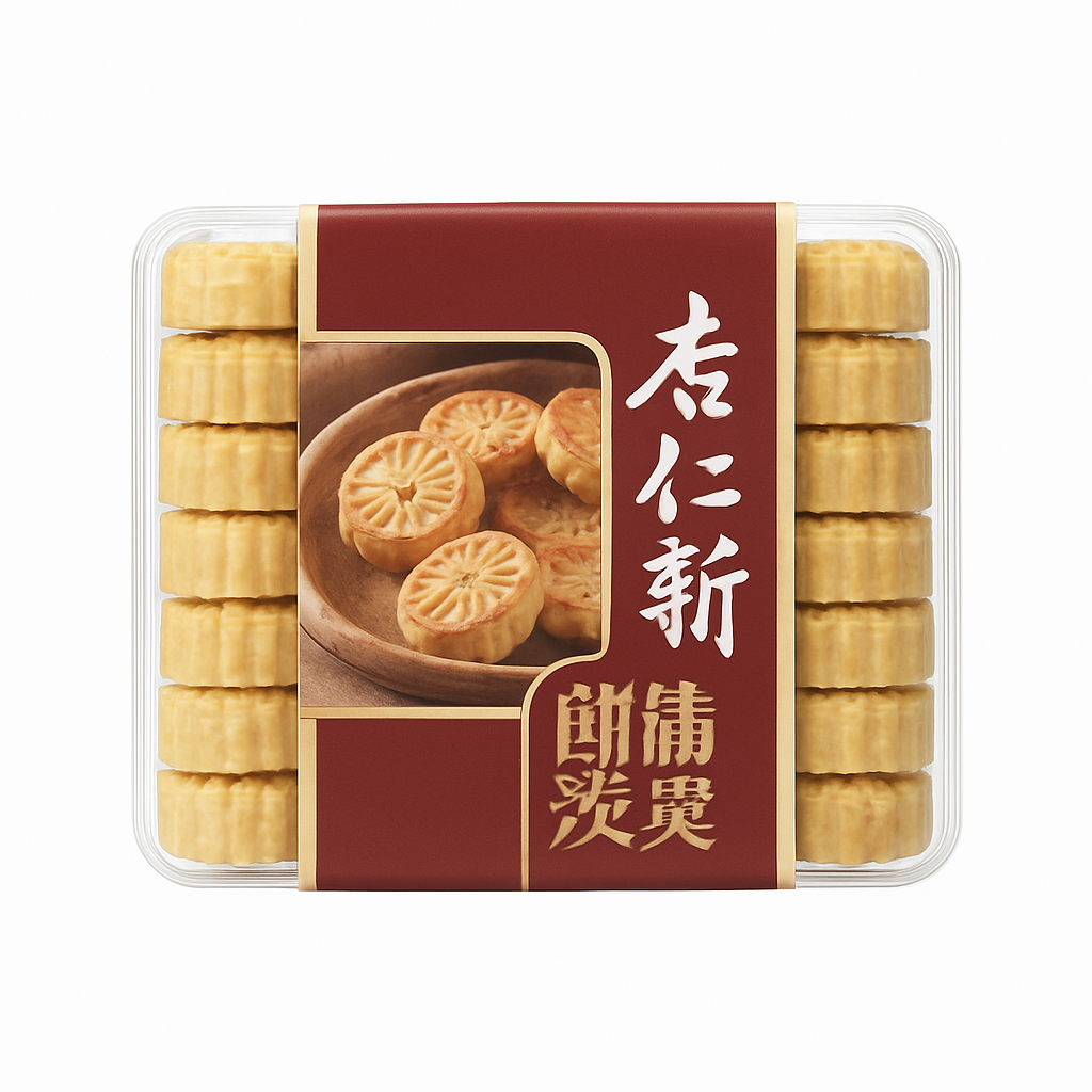 Mei Wei: Biscoito de Amêndoa Tradicional（葡发粒粒棋子杏仁饼）- 300g - Embalagem em Fundo Branco