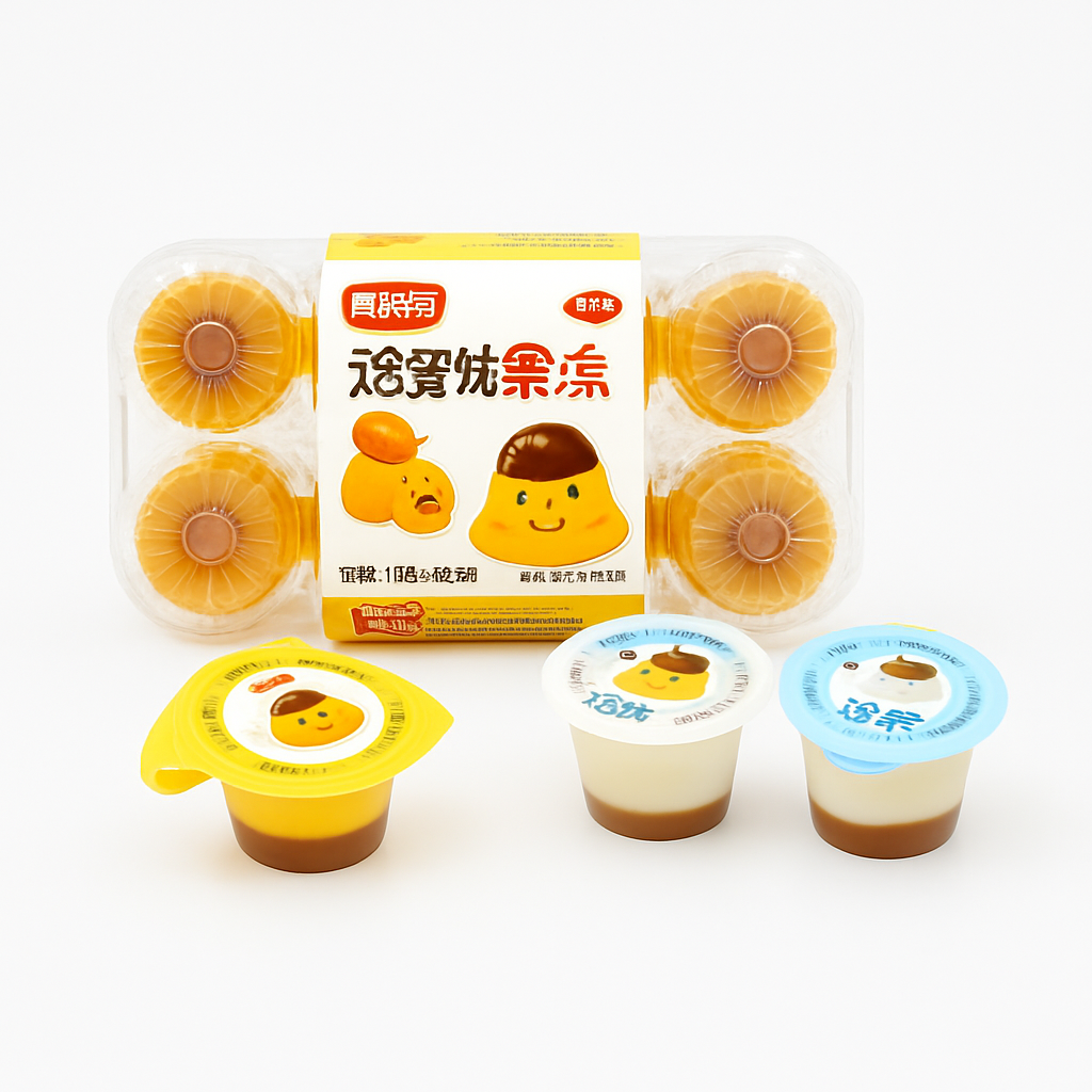Mei Wei: Pudim de Ovo Gelatinoso（鸡蛋味果冻）- Meilezi 400g - Embalagem em Fundo Branco