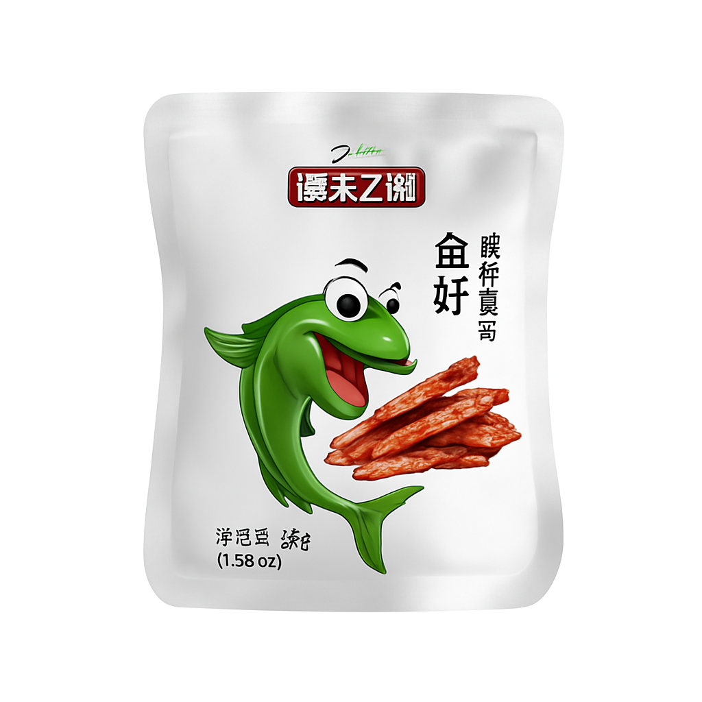 Mei Wei: Peixe Temperado Picante（渔米之湘鱼仔）- Wei Long 95g - Embalagem em Fundo Branco
