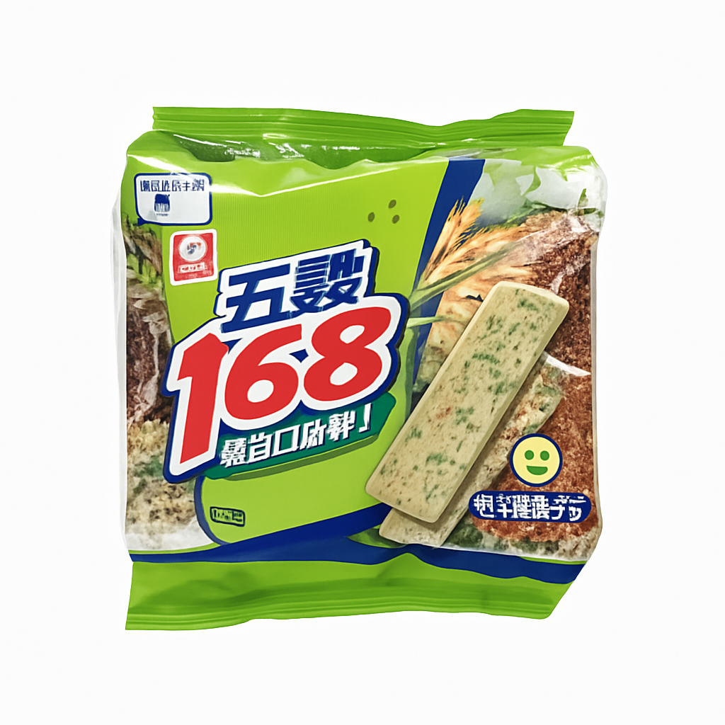 Mei Wei: Biscoito de Algas Marinhas 168（五穀 168）- Pei Tien 180g - Embalagem em Fundo Branco