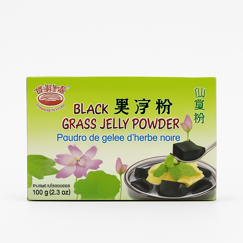 Mei Wei: Pó para Gelatina de Erva Negra（江门黑凉粉）- Dud Bridge 100g - Embalagem em Fundo Branco