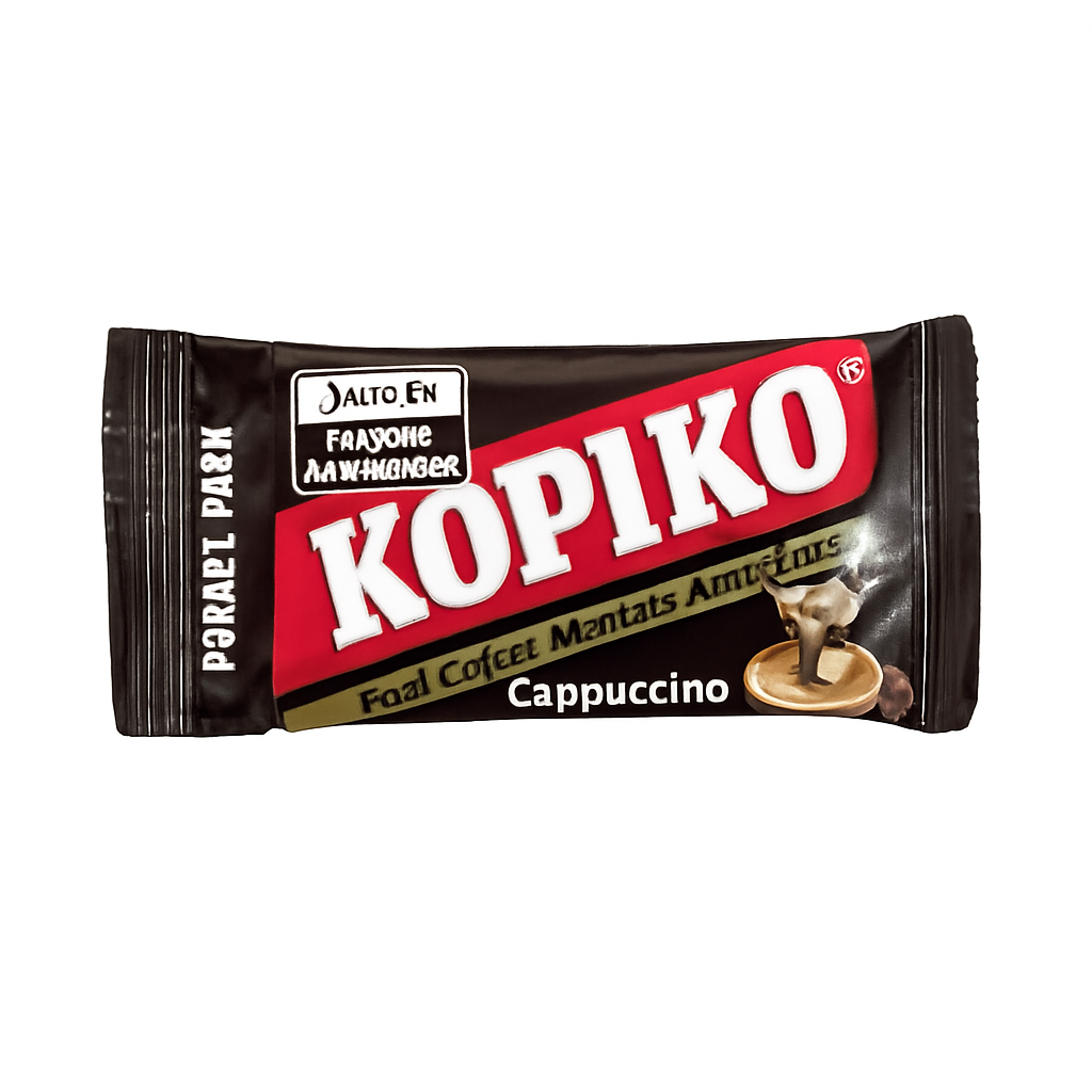 Mei Wei: Bala Kopiko Cappuccino（コピコ）- Kopiko 32g - Embalagem em Fundo Branco