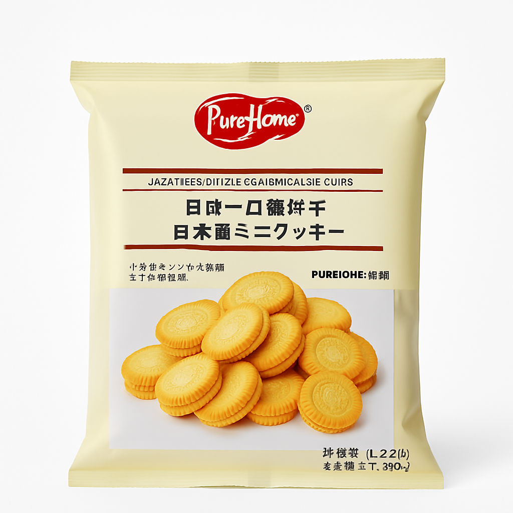 Mei Wei: Biscoitos Sanduíche Japoneses（日式一口酥餅干）- PureHome 200g - Embalagem em Fundo Branco