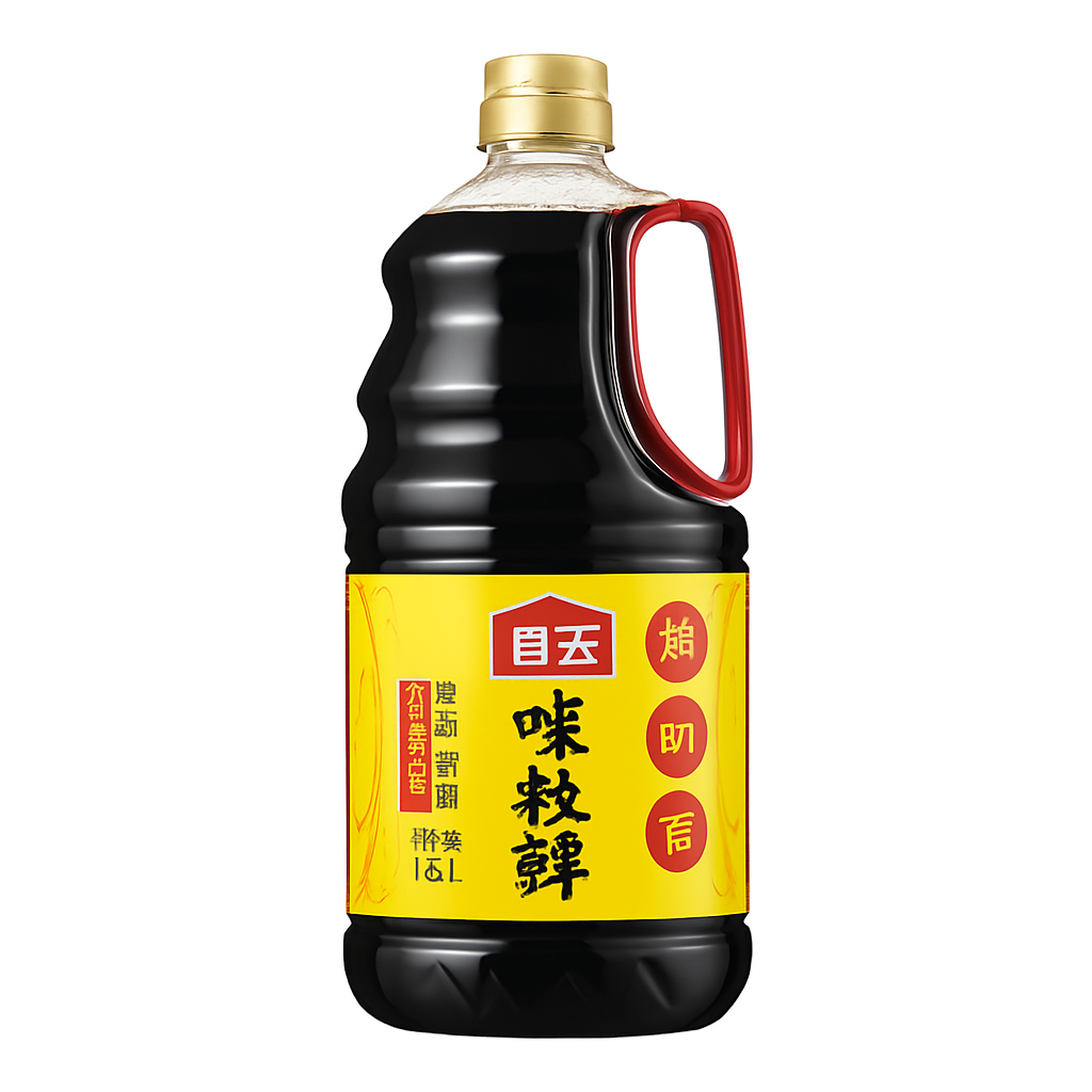 Mei Wei: Molho de Soja Premium（味极鲜）- Haitian 1,6L - Embalagem em Fundo Branco