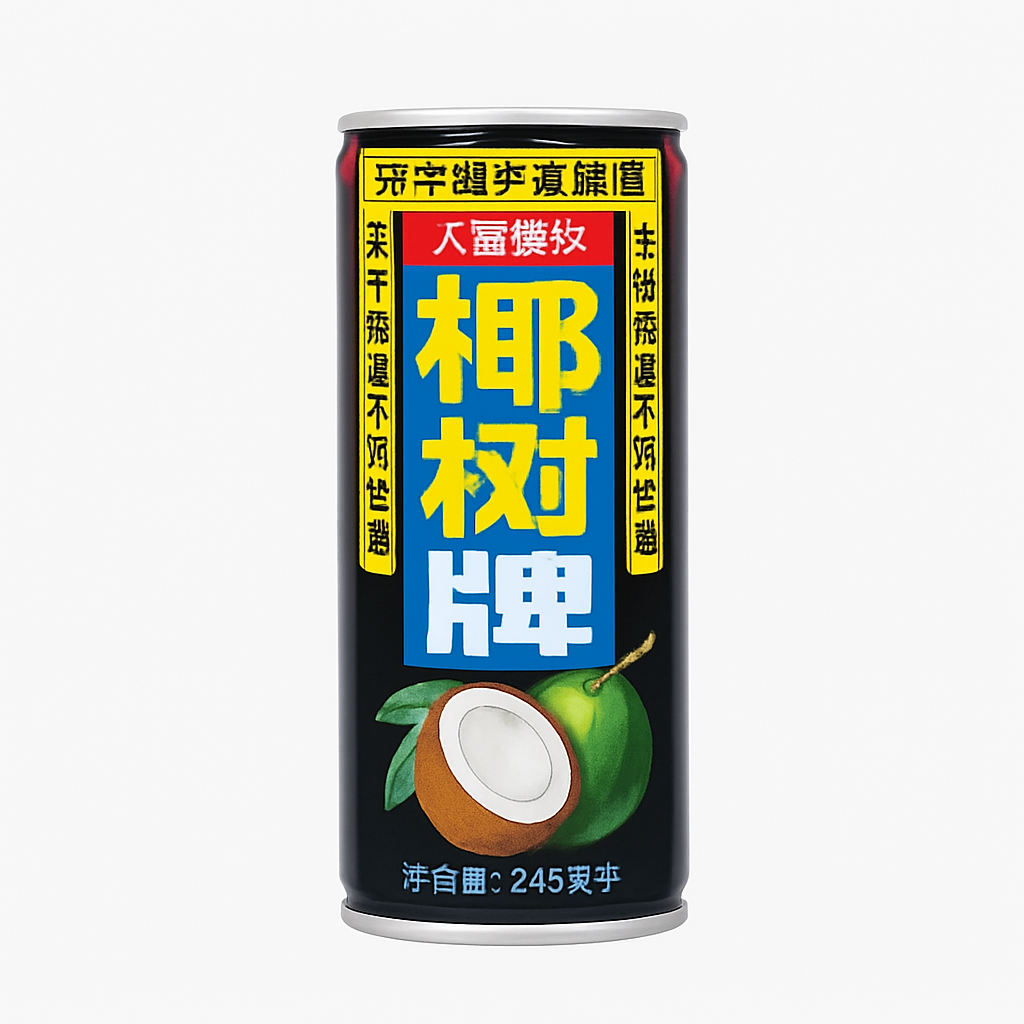 Mei Wei: Suco de Coco Coconut Juice（椰树牌椰子汁）- Yeshu 245ml - Embalagem em Fundo Branco