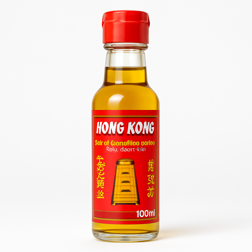 Mei Wei: Óleo de Gergelim Natural（香港生麻油）- Hong Kong 100ml - Embalagem em Fundo Branco