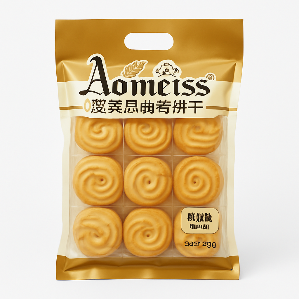 Mei Wei: Biscoito de Manteiga Amanteigado（澳美忌曲奇饼干）- Amerist 308g - Embalagem em Fundo Branco