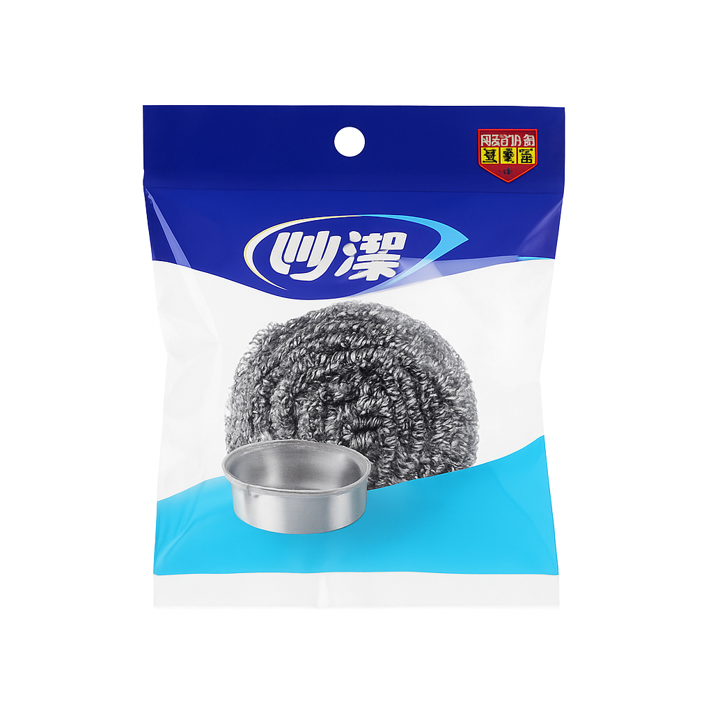 Mei Wei: Esponja de Aço Inoxidável（妙洁c型金属钢丝球）- Miaojie 1 Unidade - Embalagem em Fundo Branco