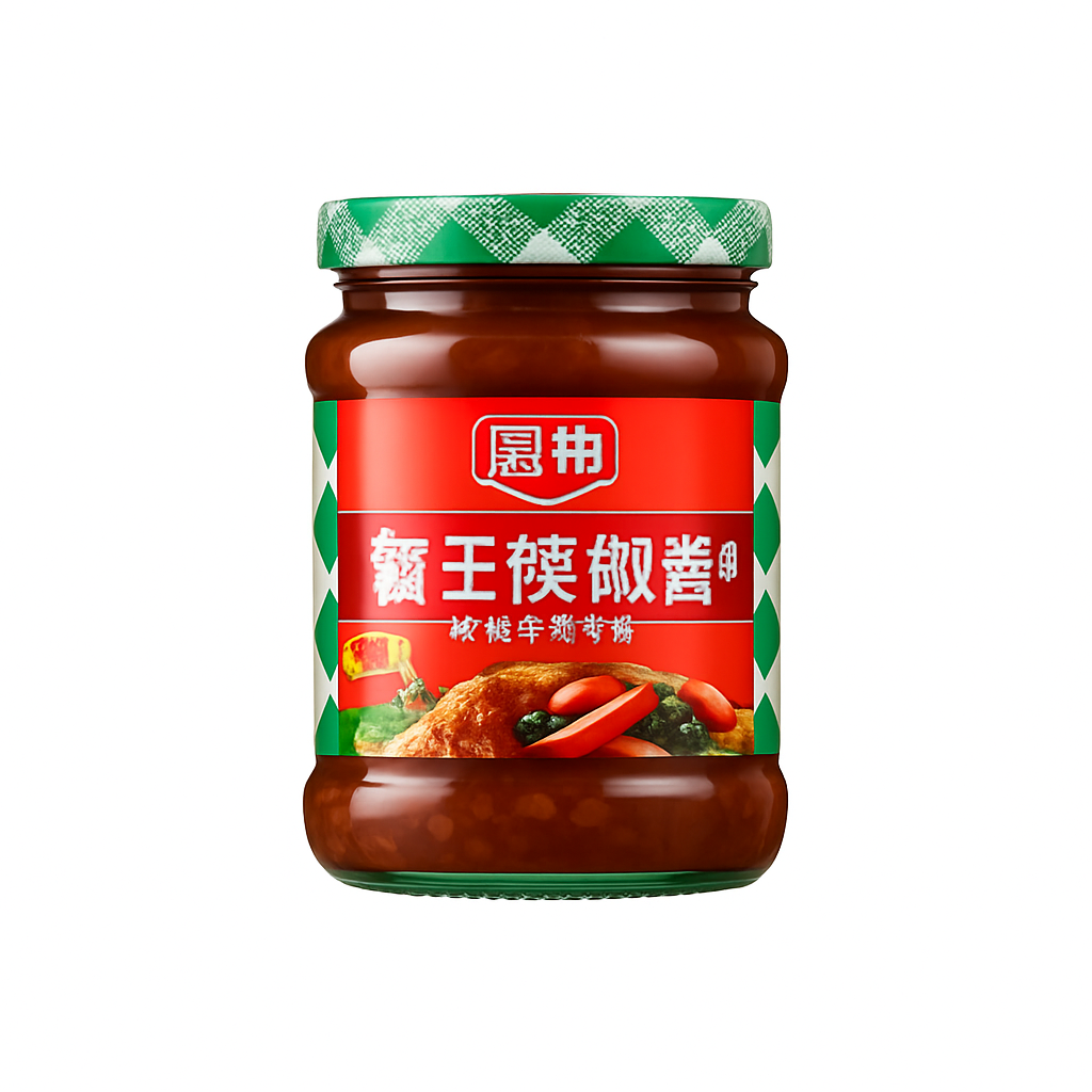 Mei Wei: Molho de Pimenta Chu Bang Ba Wang（厨邦霸王辣椒酱）- Chu Bang 220g - Embalagem em Fundo Branco