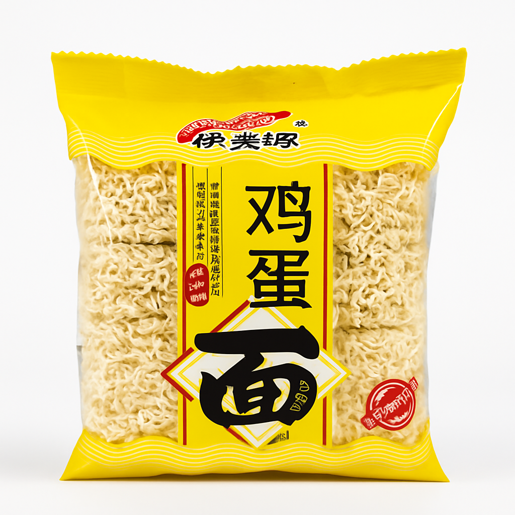 Mei Wei: Macarrão de Ovos（鸡蛋面）- Yimeyuan 700g - Embalagem em Fundo Branco