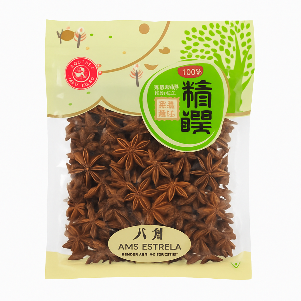 Mei Wei: Anis Estrelado（八角）- Guangdong Famous Brand 100g - Embalagem em Fundo Branco