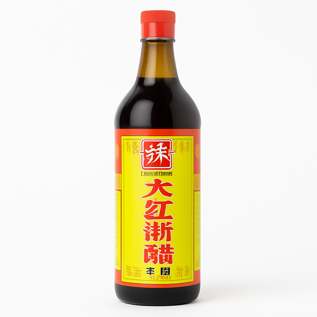 Mei Wei: Vinagre de Arroz Chinês（大红浙醋）- Zi Wei Yuan 610ml - Embalagem em Fundo Branco