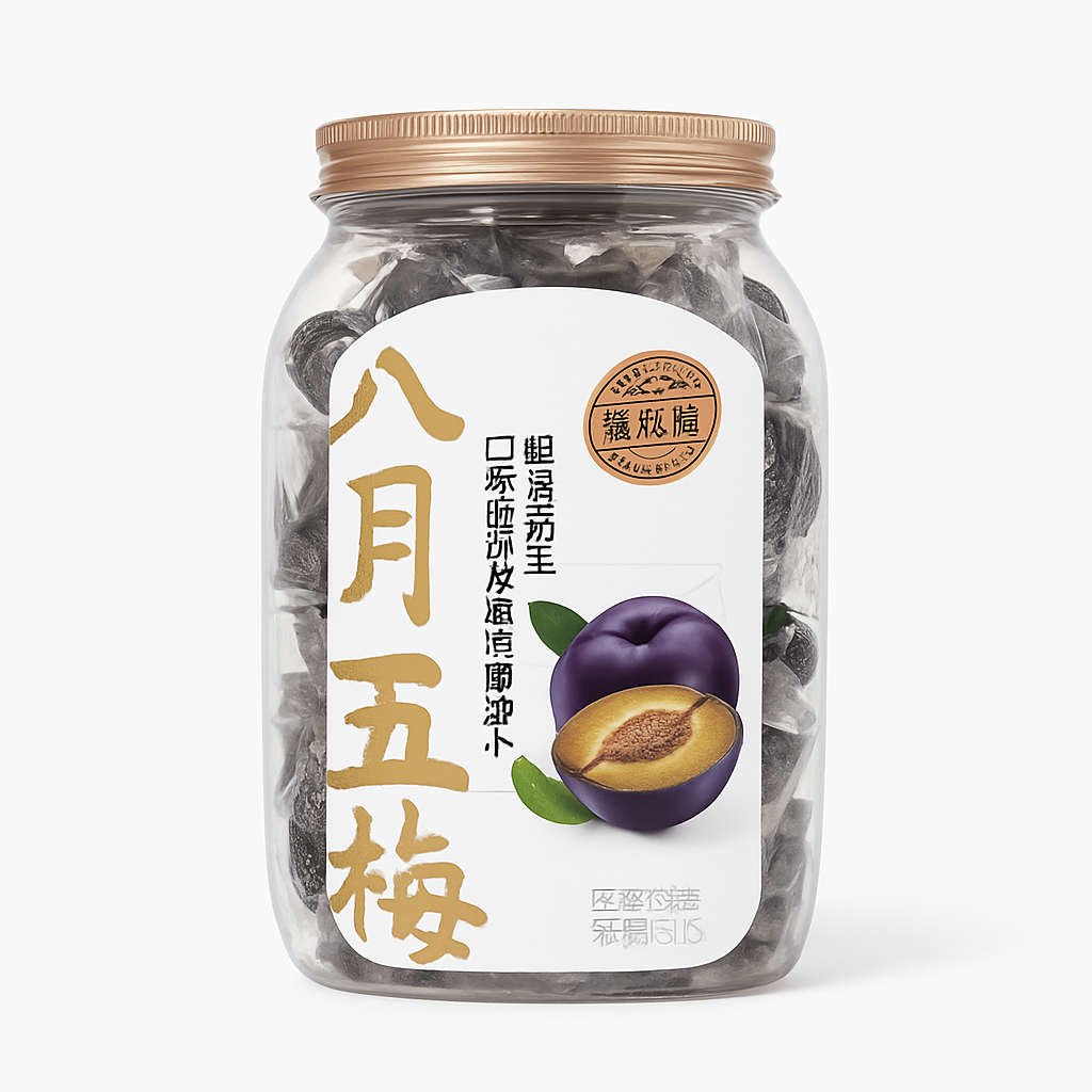 Mei Wei: Ameixas Secas Premium（八月西梅）- Quanlitang 400g - Embalagem em Fundo Branco