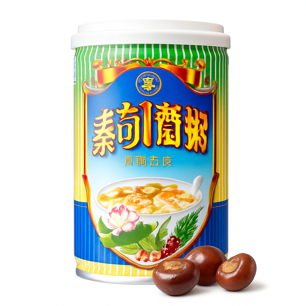 Mei Wei: Mingau de Alga Marinha e Castanha D'Água（海带马蹄粥）- Taiqi 370g - Embalagem em Fundo Branco