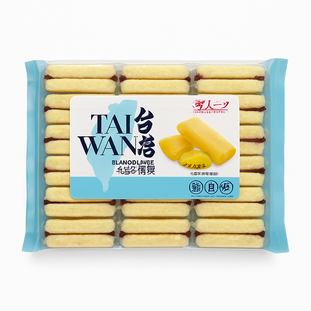 Mei Wei: Biscoito de Arroz Sabor Gema de Ovo（台湾米饼）- Tai Wan 326g - Embalagem em Fundo Branco