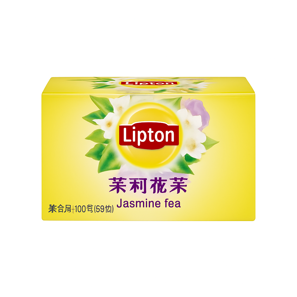 Mei Wei: Chá de Jasmim（茉莉花茶）- Lipton 100g - Embalagem em Fundo Branco