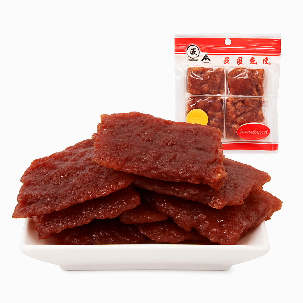 Mei Wei: Carne de Porco Seca （真之味猪肉脯） - Zhen Zhi Wei 100g - Embalagem em Fundo Branco