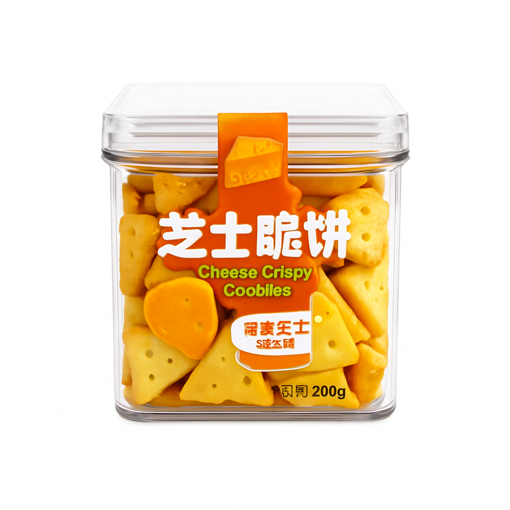 Mei Wei: Biscoito de Queijo Cheddar（芝士脆饼）- Shusheng Baiwei 220g - Embalagem em Fundo Branco