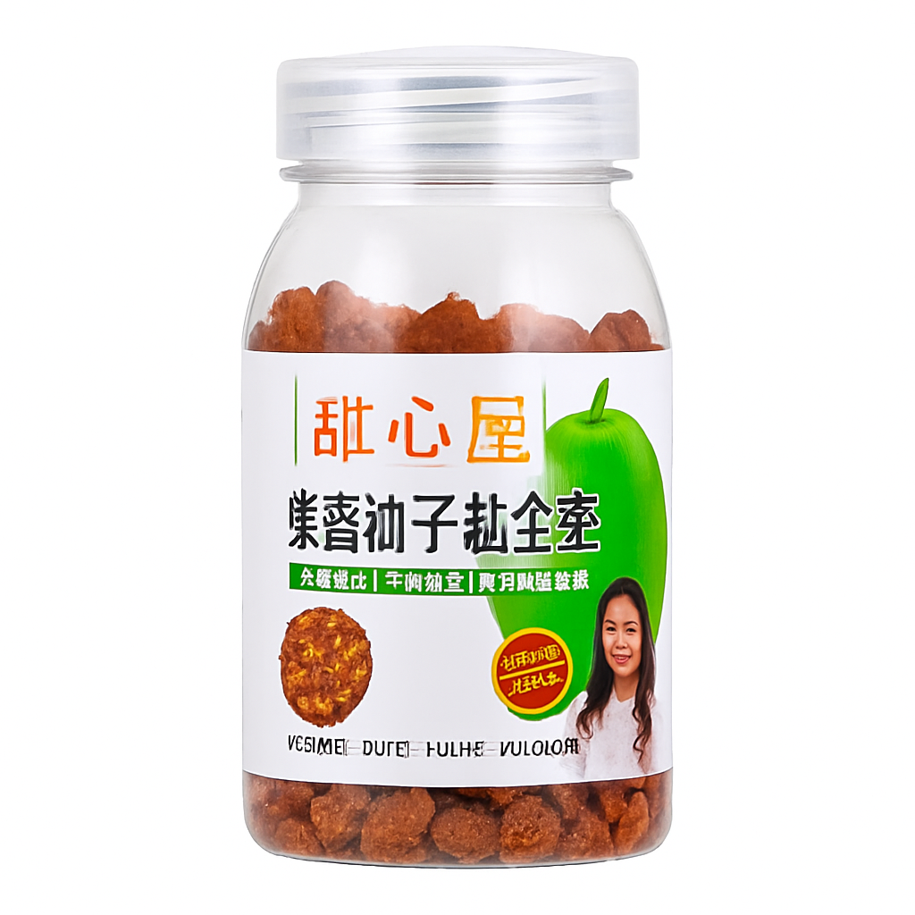 Mei Wei: Doce de Tâmara com Sal e Mel de Pomelo（蜂蜜柚子盐金枣）- Tianxinwu 60g - Embalagem em Fundo Branco