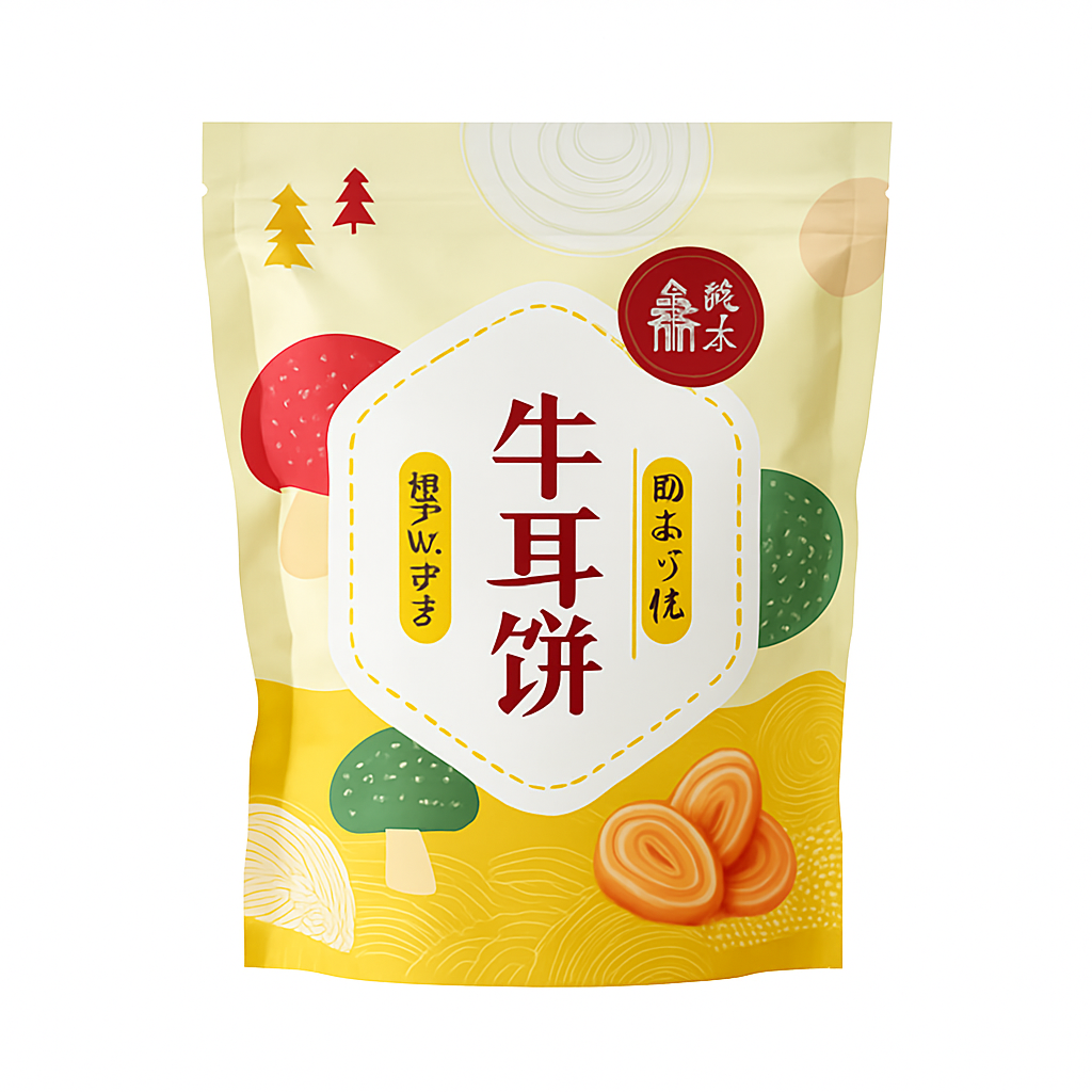 Mei Wei: Biscoito de Orelha de Boi Original（牛耳饼）- Zijiaowei 192g - Embalagem em Fundo Branco