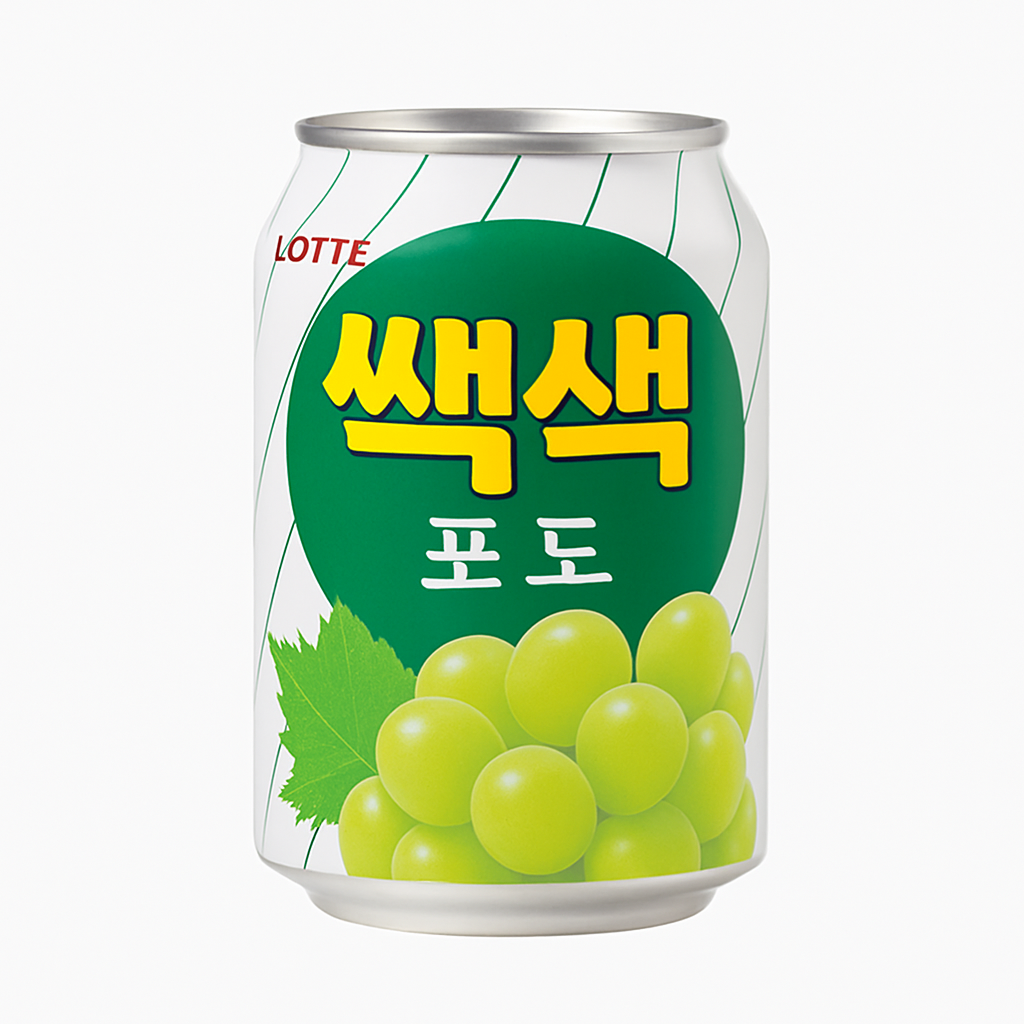 Mei Wei: Suco de Uva com Polpa（씨앗포도）- HiteJinro 238ml - Embalagem em Fundo Branco