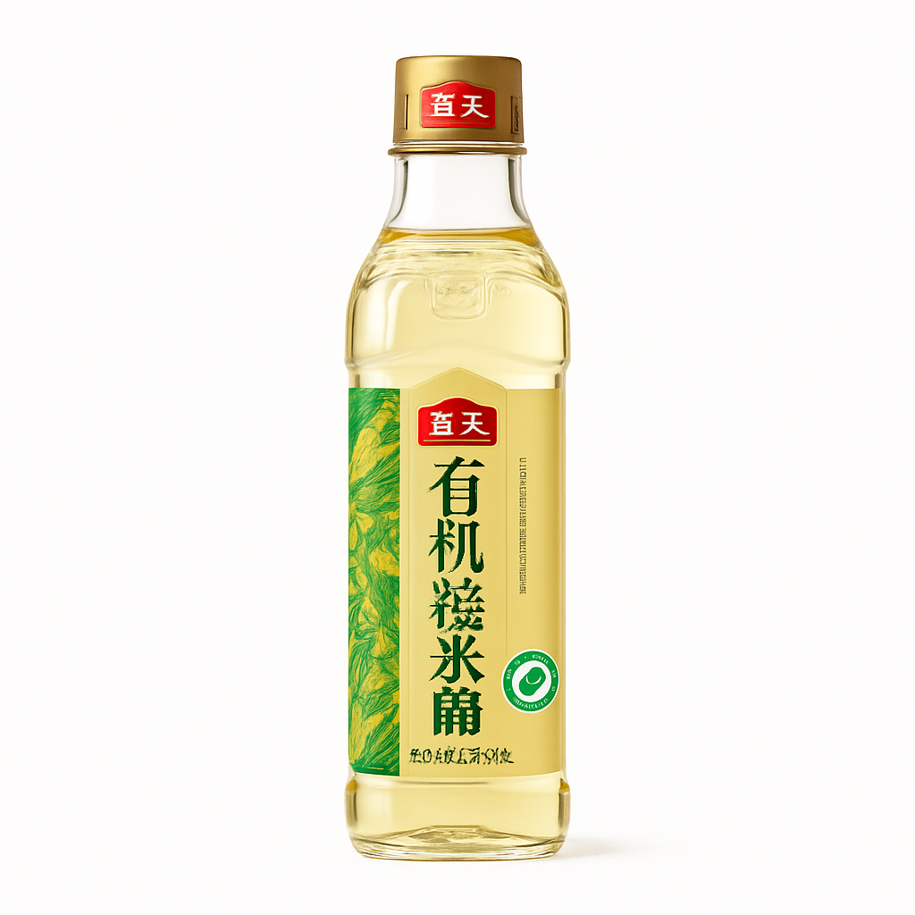 Mei Wei: Vinagre de Arroz Glutinoso（有机糯米醋）- Haitian 450ml - Embalagem em Fundo Branco