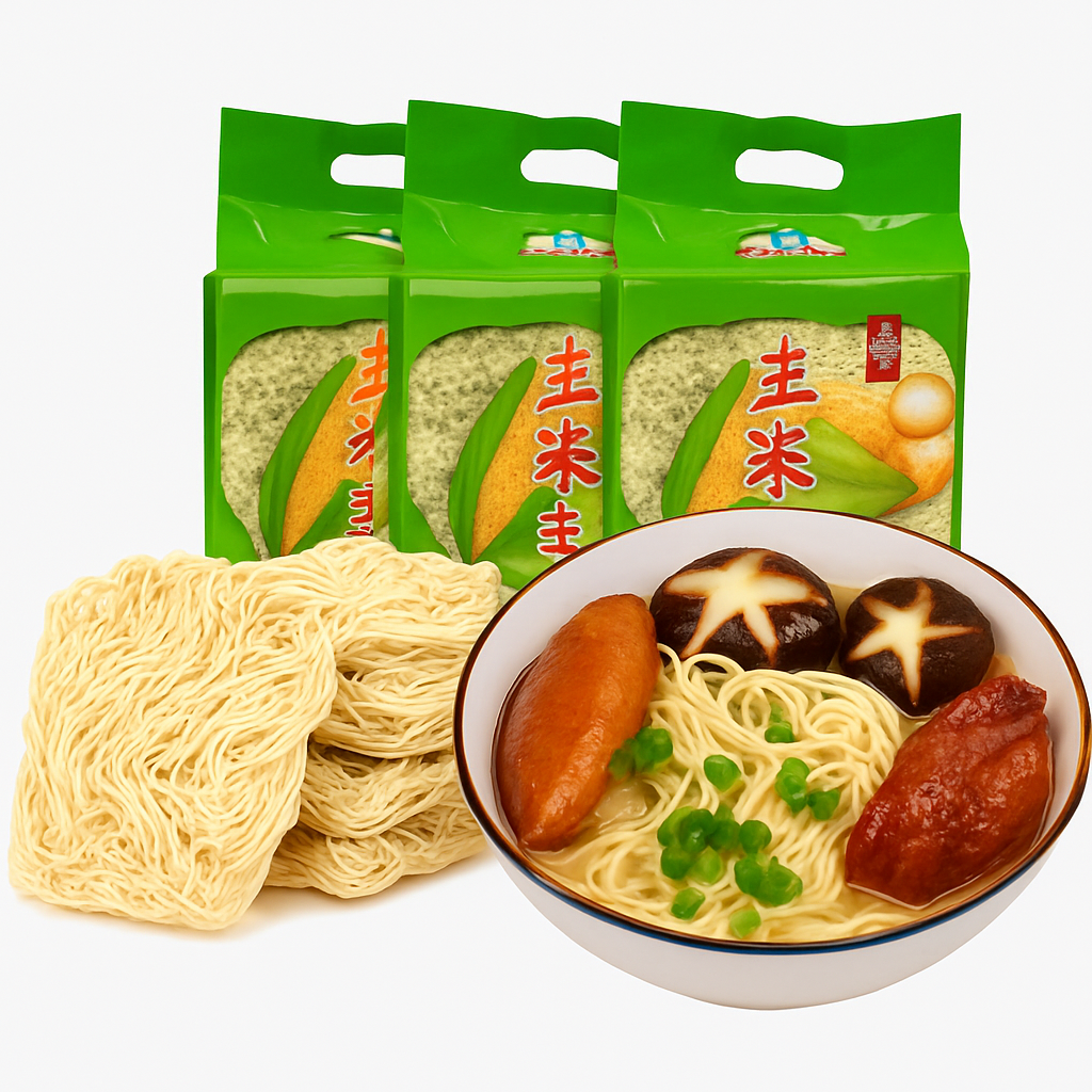 Mei Wei: Macarrão Instantâneo de Milho（麦老大玉米面）- Mai Lao Da 980g - Embalagem em Fundo Branco