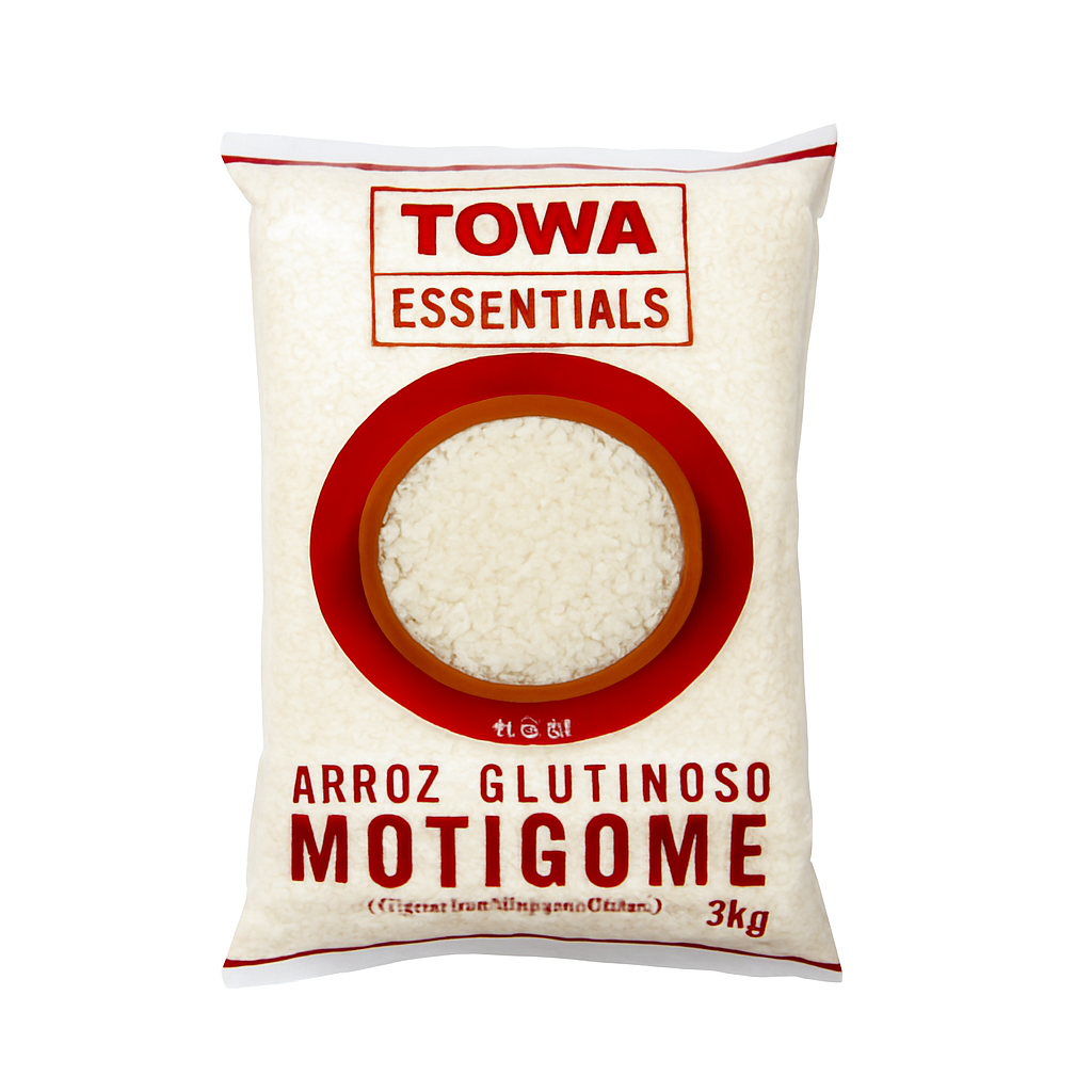 Mei Wei: Arroz Glutinoso Motigome（もち米）- Essentials 1kg - Embalagem em Fundo Branco