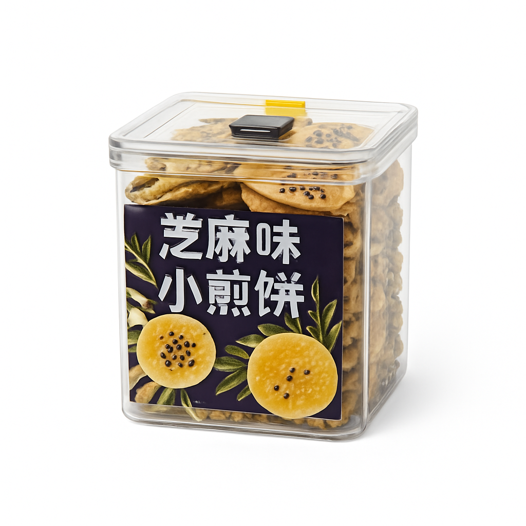Mei Wei: Biscoito de Gergelim（芝麻味小煎饼）- Shusheng Baiwei 220g - Embalagem em Fundo Branco