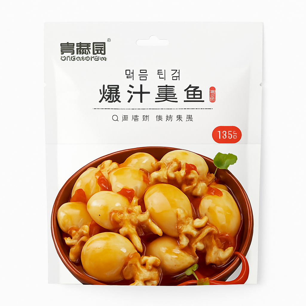 Mei Wei: Lula Explosiva Apimentada（爆汁墨鱼）- Qinghaoyuan 55g - Embalagem em Fundo Branco