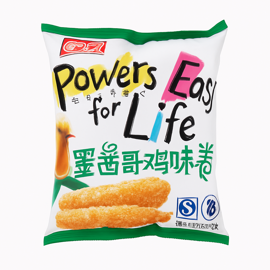 Mei Wei: Palitos de Milho Sabor Frango（盼盼墨西哥鸡卷）- Panpan 105g - Embalagem em Fundo Branco
