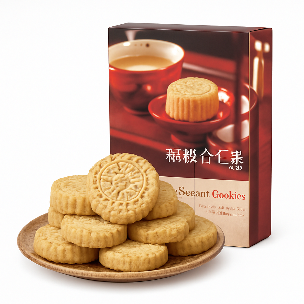 Mei Wei: Biscoito de Amêndoa（杏仁饼）- Sou Lek 176g - Embalagem em Fundo Branco