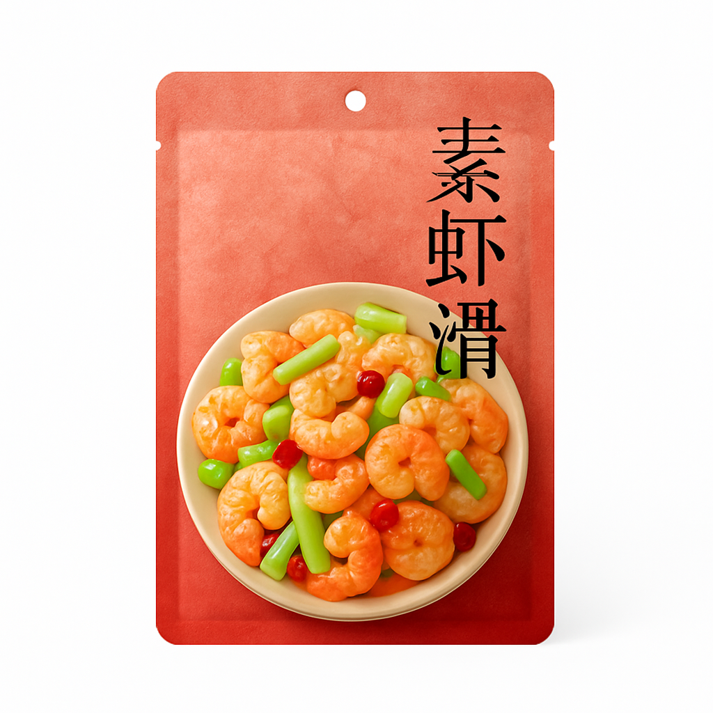 Mei Wei: Vegetais em Conserva com Camarão（超友味贡菜虾滑）- 100g - Embalagem em Fundo Branco