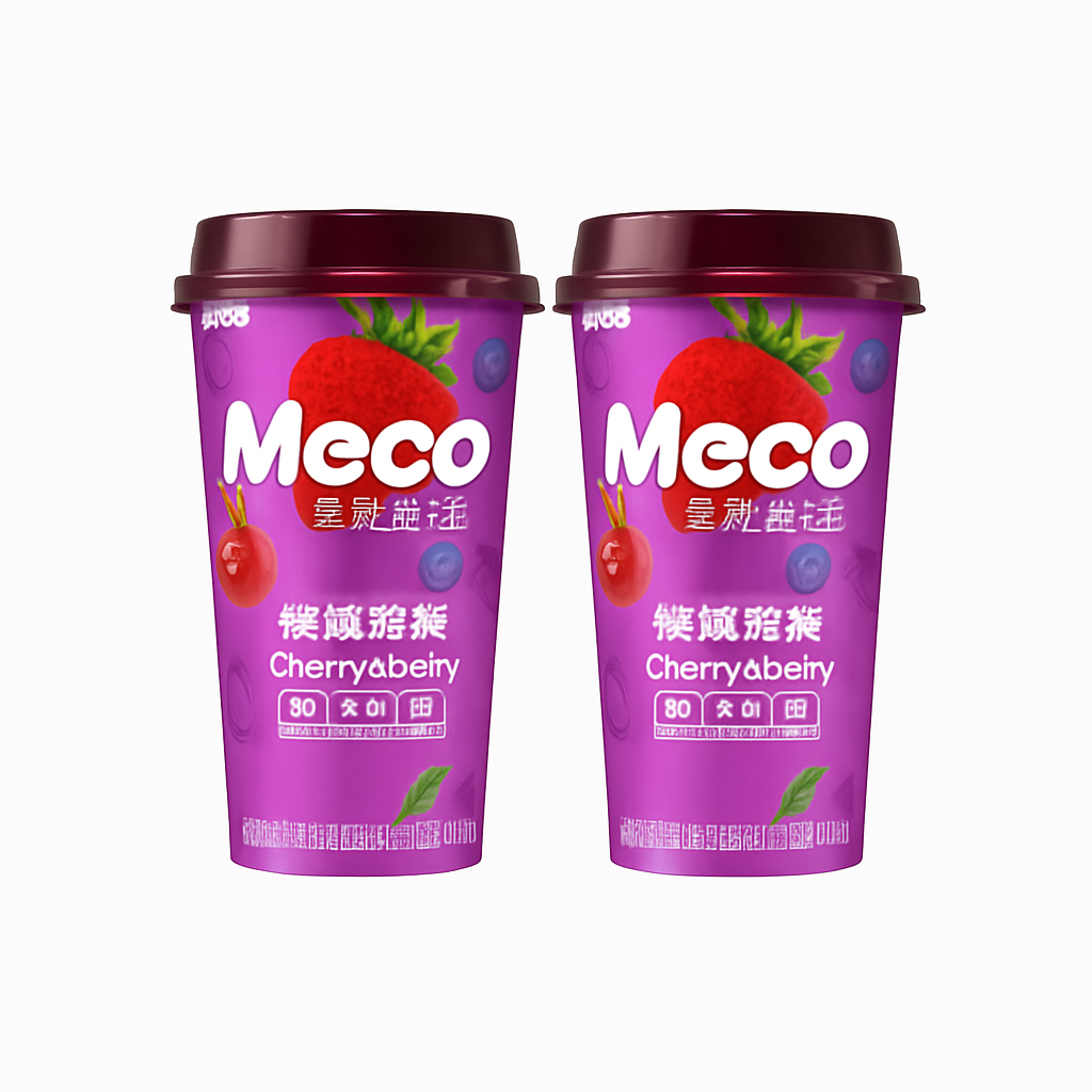 Mei Wei: Chá de Frutas Cherry & Berry（樱桃莓莓）- Meco 400ml - Embalagem em Fundo Branco
