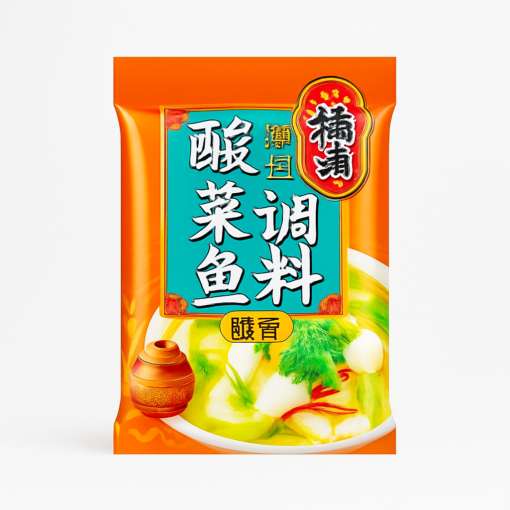 Mei Wei: Tempero para Peixe com Conserva Azeda（酸菜鱼调料）- Qiaozui 300g - Embalagem em Fundo Branco