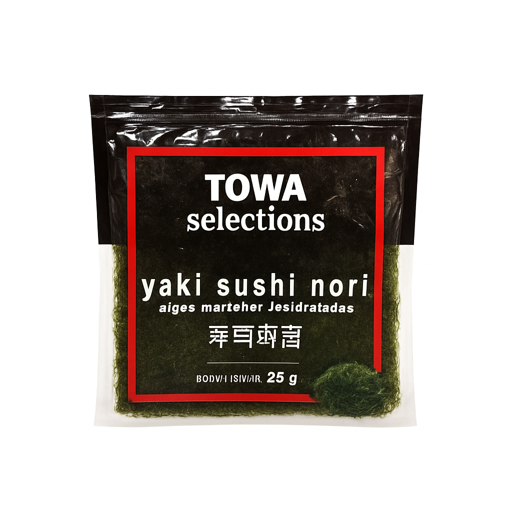 Mei Wei: Alga Marinha Yaki Sushi Nori（焼き海苔）- Selections 28g - Embalagem em Fundo Branco