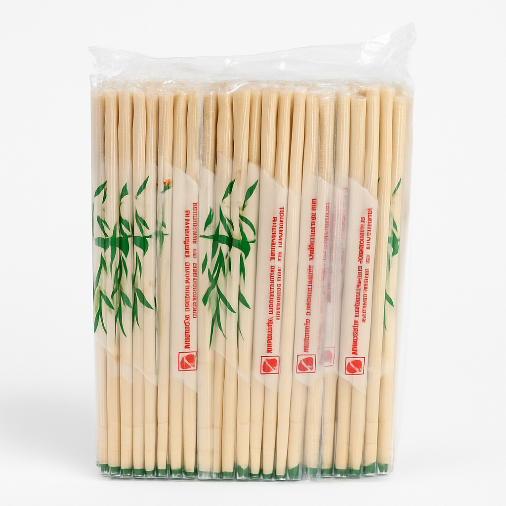 Mei Wei: Hashi Descartável de Bambu（一次性竹筷子）- L.seki 100 Pares - Embalagem em Fundo Branco