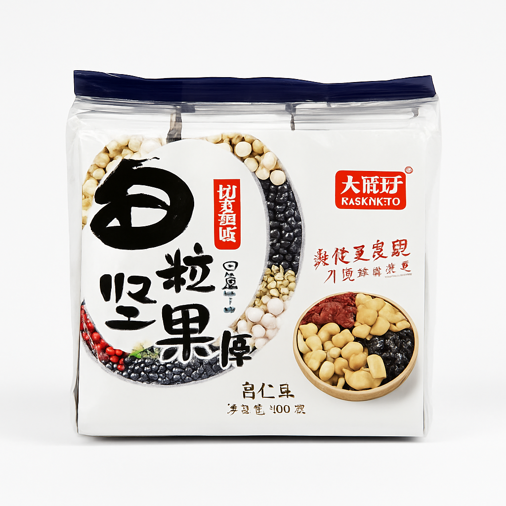 Mei Wei: Mistura de Grãos e Nozes（每粒坚果）- Dajiahao 180g - Embalagem em Fundo Branco