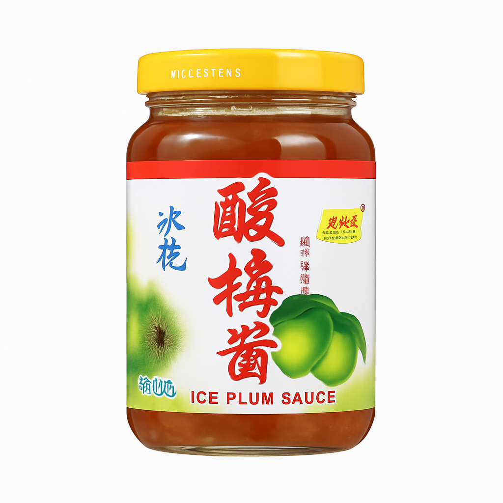 Mei Wei: Molho de Ameixa Azeda（冰花酸梅酱）- Meijiacheng 300g - Embalagem em Fundo Branco