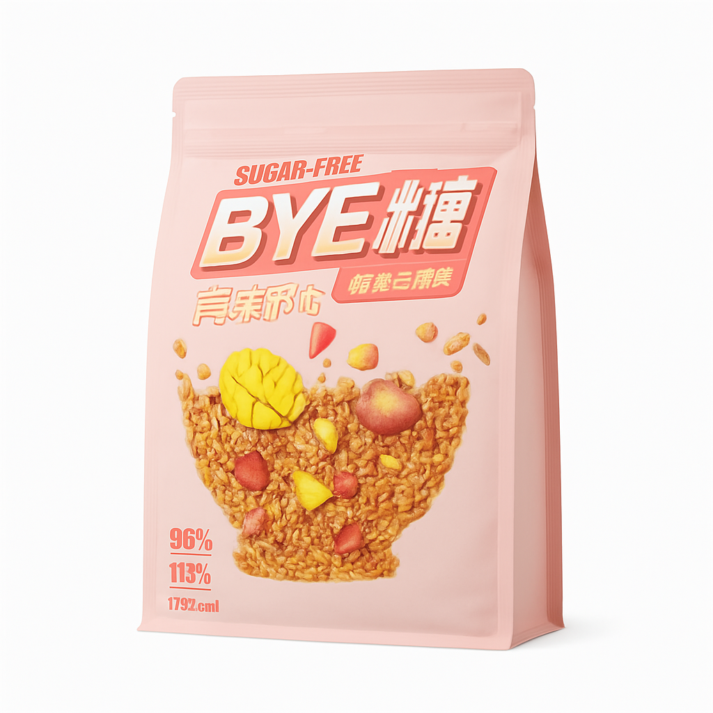 Mei Wei: Bye糖荞片草莓芒果乐（三匠bye糖荞片草莓芒芒乐）- Sanjang 400g - Embalagem em Fundo Branco