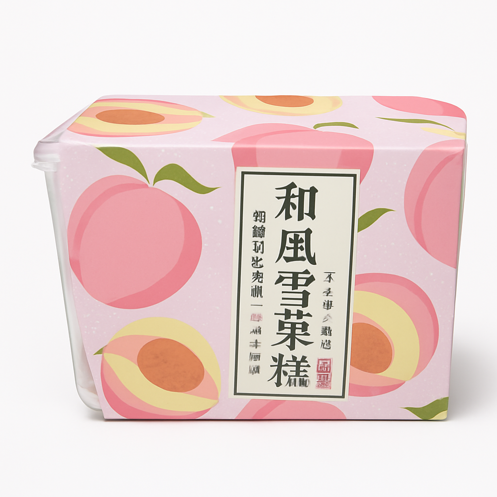 Mei Wei: Bolo de Neve de Pêssego（和风雪花糕点）- 180g - Embalagem em Fundo Branco
