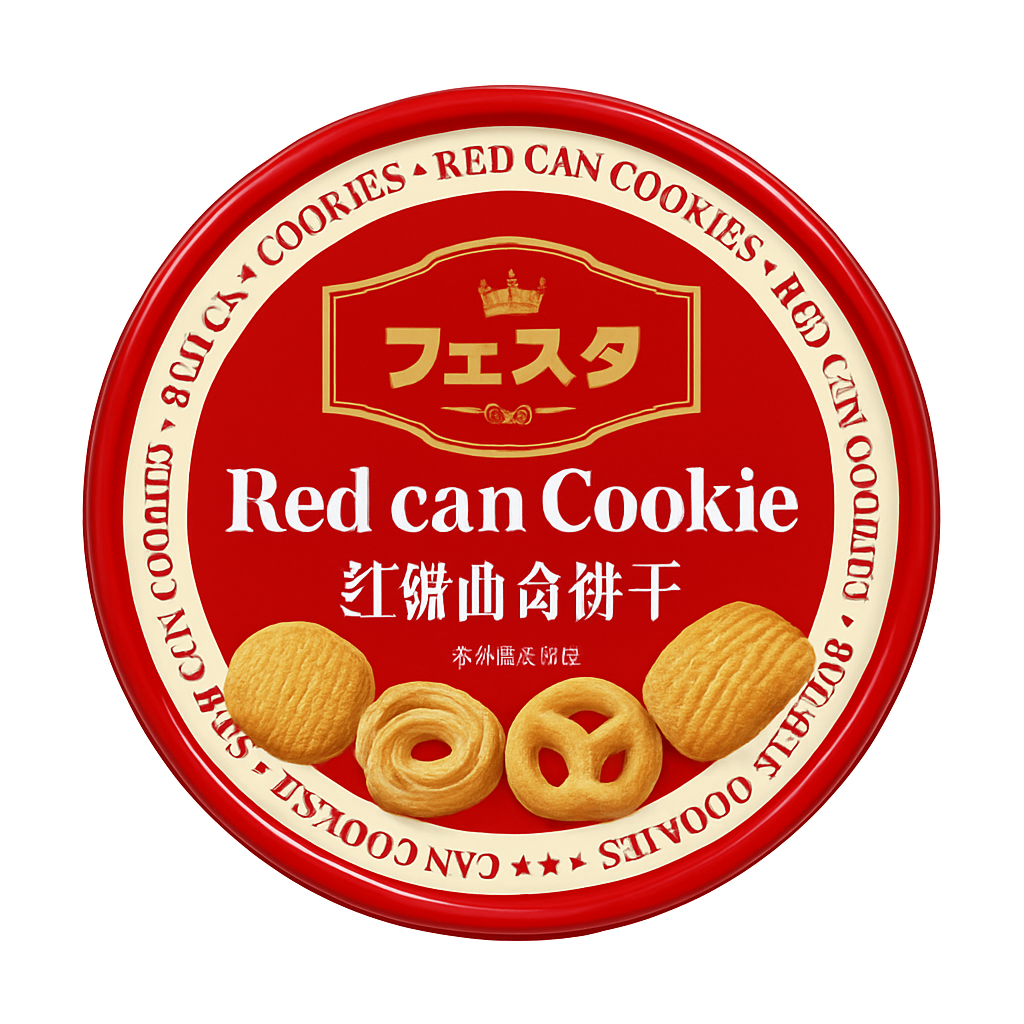 Mei Wei: Red Can Cookie Biscoitos Sortidos（红罐曲奇饼干）- Fiesta 208g - Embalagem em Fundo Branco