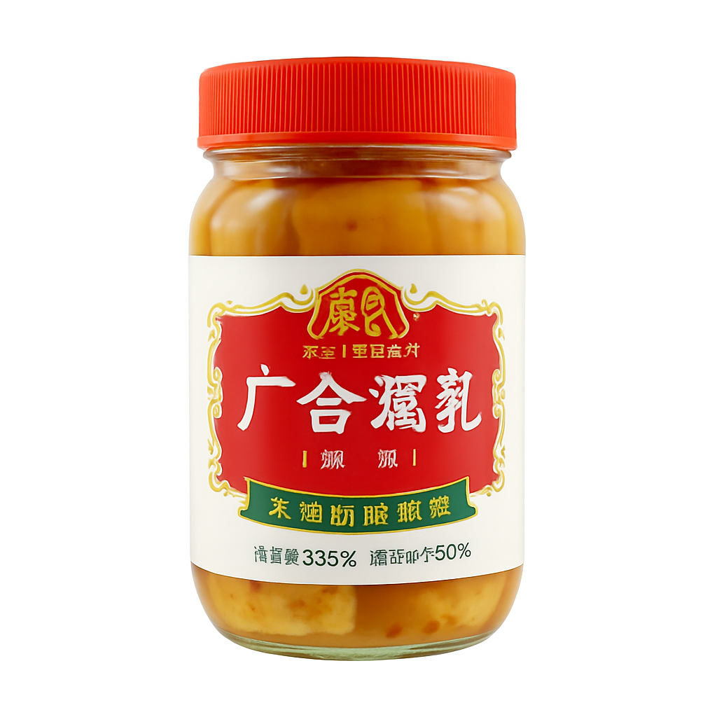 Mei Wei: Tofu Fermentado Picante（广合辣腐乳）- Guanghe 335g - Embalagem em Fundo Branco