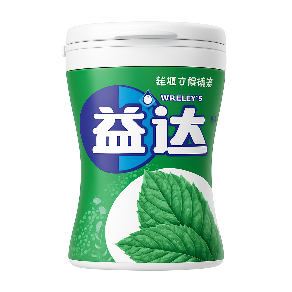 Mei Wei: Goma de Mascar益达（益达）- Wrigley's Sabor Menta 64g - Embalagem em Fundo Branco