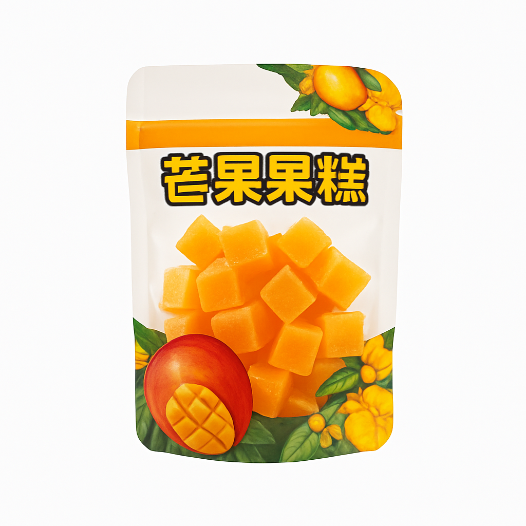 Mei Wei: Bolo de Manga（农夫山庄流香芒果糕）- Nongfu Shanzhuang 122g - Embalagem em Fundo Branco
