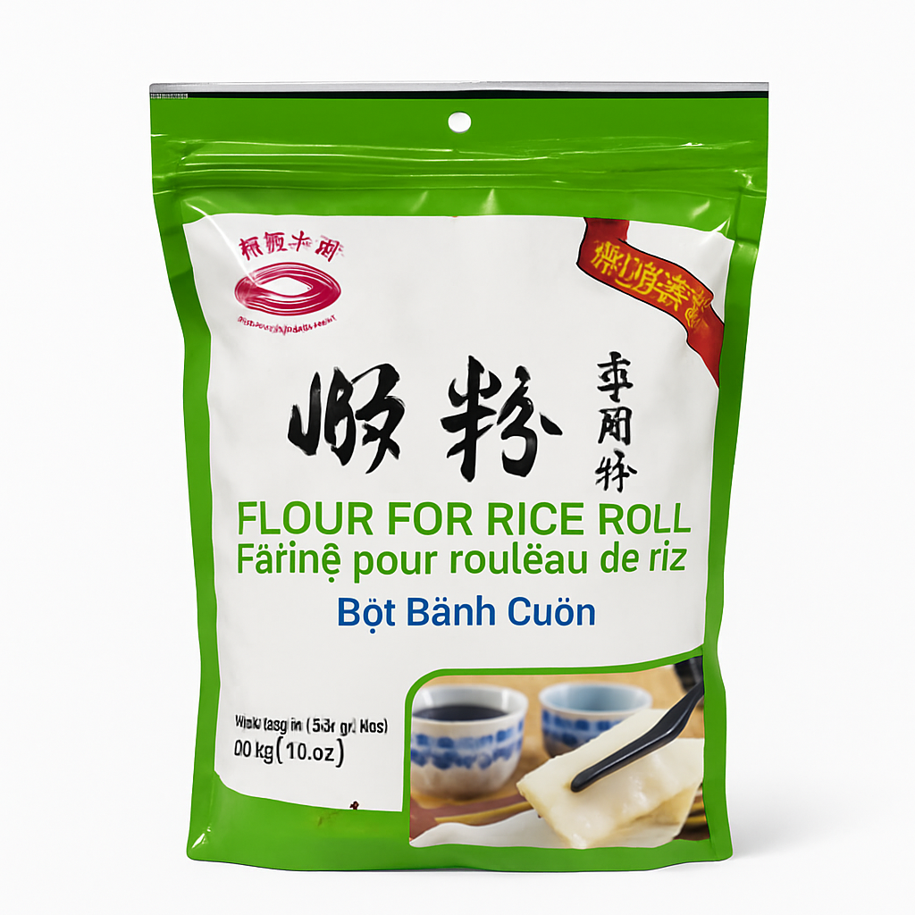 Mei Wei: Farinha para Rolinho de Arroz（肠粉专用粉）- Erh Bridge Brand 454g - Embalagem em Fundo Branco