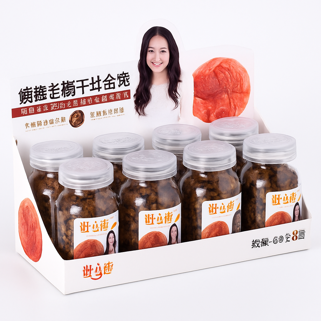 Mei Wei: Tâmaras Secas com Mel e Ameixa Salgada（蜂蜜老梅干盐津枣）- 甜心屋 60g - Embalagem em Fundo Branco