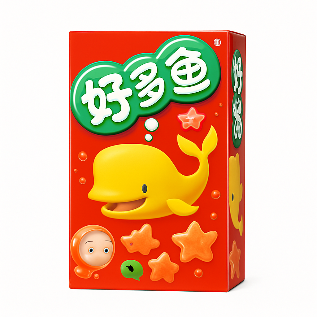 Mei Wei: Biscoito Peixinho Sabor Molho de Tomate（好多鱼）- Orion 33g - Embalagem em Fundo Branco